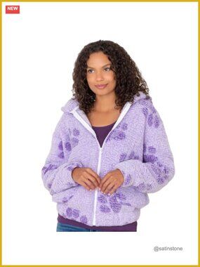 Plush Sherpa Fleece Hooded Jacket Full Zip with Pockets